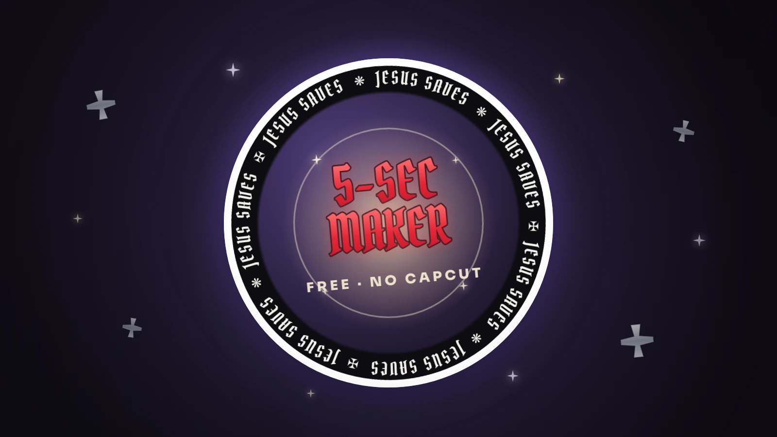 Jesus Saves pfp border — a gothic blackletter “JESUS SAVES” ring, made with the free 5-second maker